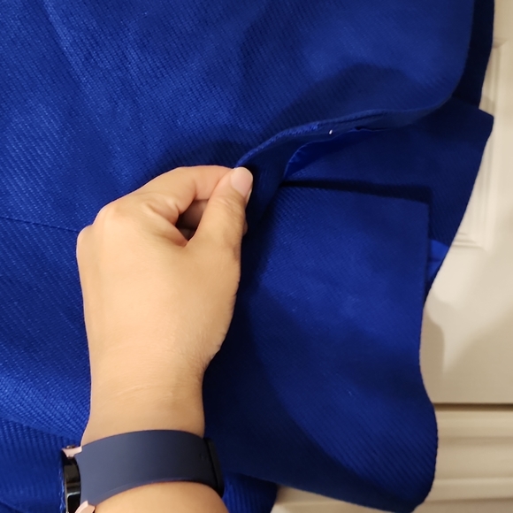 Talbots Collarless Lined Linen Button Front Blazer Blue Size 8 - Picture 7 of 7